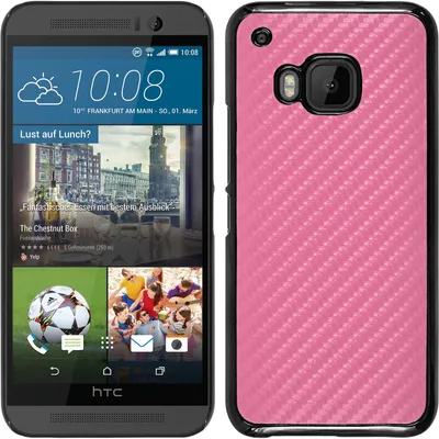 Produktbild von PhoneNatic Case kompatibel mit HTC One M9 - Hülle pink Carbonoptik Hard-case + 2 Schutzfolien