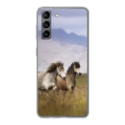 Produktbild von MuchoWow® Handyhülle Schutzhülle Hülle für Samsung Galaxy S21 Pferde - Gras - Berge Silikon Softcase Handy Hülle - Softcase