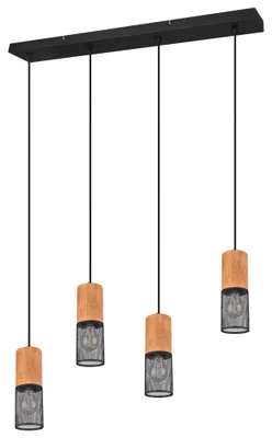Produktbild von Pendellampe, Gitter, Holz, schwarz, H 150 cm