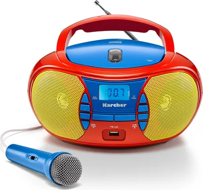 Produktbild von Karcher RR 5026 tragbares CD Radio - bunte Boombox mit CD-Player, UKW Radio, USB & Mikrofon