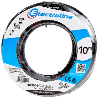 Obrázek produktu pro Kabelový buben H03VVH2-F, 2x0,75 mm², délka 10 metrů, černý
