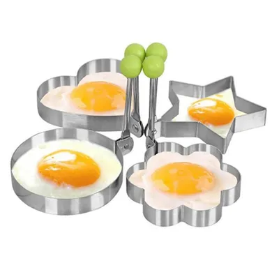 Produktbild von Ei-Form-Stahlformen 4er-Set, Edelstahl, Für Spiegeleier Pfannkuchen Sandwich, Küchenhelfer Für Kinderfrühstück