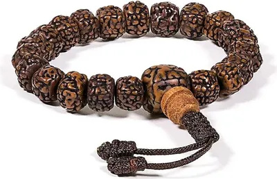 Produktbild von Mala/Armband polierter Rudraksha 21 Perlen verstellbar -- 0.8 cm