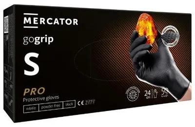 Produktbild von Nitrilhandschuhe Größe S, schwarz, Mercator Gogrip, 50 Stück