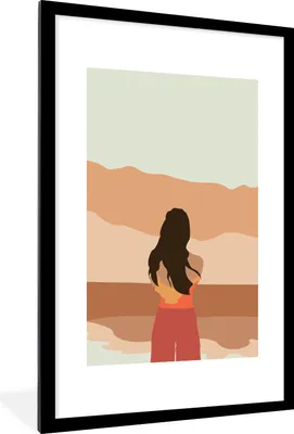 Produktbild von MuchoWow® MuchoWow® Gerahmtes Poster Frauen - Strand - Sommer 60x90 cm - Poster mit zchwarzem Bilderrahmen - Dekoration - Wandposter Wohnzimmer - Hochwertig