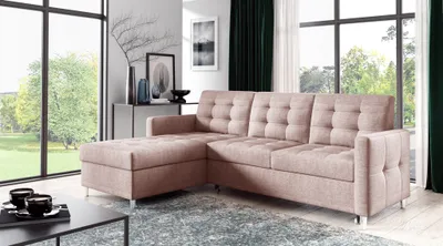 Produktbild von Ecksofa Sofa NURI Stoff Luis Rose mit Schlaffunktion Ottomane Links