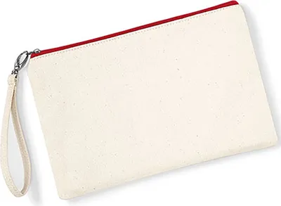Produktbild von Westford Mill W520 | Canvas Wristlet Pouch 26 x 17 cm - Farbe: Natural/Red - Größe: One Size