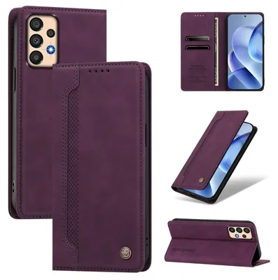 Produktbild von Handyhülle für Samsung Galaxy A33 5G, Leder Wallet Klapphülle mit Standfunktion, Stoßfeste Schutzhülle Lila