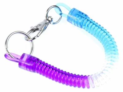 Produktbild von Spiral Schlüsselanhänger Spirale Gummi Schlüsselkette Geldbörse lila weiß blau