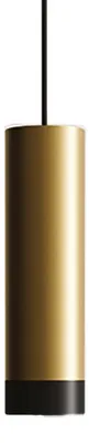 Productafbeelding van Tubotto LED-pendelarmatuur, design van geanodiseerd aluminium in goud- en zwart, 8W, 2700K, 625lm, diameter 4,5 cm, hoogte 310 cm, beschermingsklasse IP40.