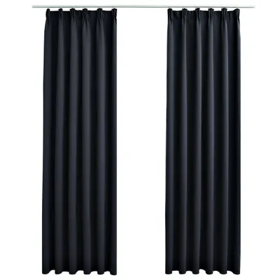 Image de vidaXL Rideaux occultants avec crochets 2 pcs. Anthracite 140x225cm