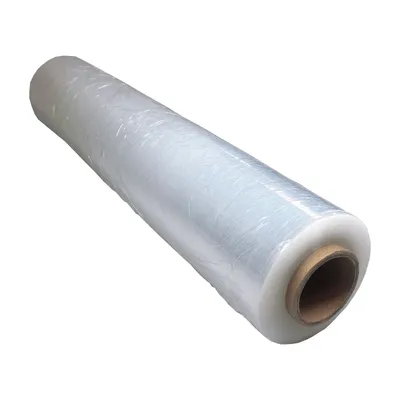 Produktbild von DULA Stretchfolie Transparent 50 cm x 300 m, 1 Rolle Wickelfolie aus LLDPE, reißfeste Verpackungsfolie, Palettenfolie für Transport, Lagerung und Warensicherung