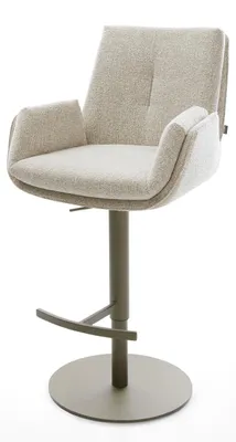 Produktbild von DELIFE Barstuhl Clea-Flex Webstoff Soft Beige Drehfuß höhenverstellbar Metall Titanfarben