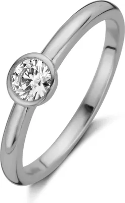 Produktbild von New Bling 9NB-0523-52 Zilveren Ring Dames - Zirkonia - 4mm - Solitair - Maat 52 - Zilverkleurig