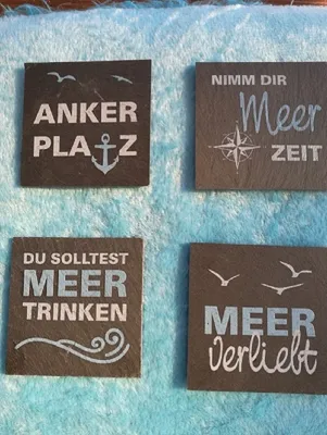 Produktbild von relaxdays sada 10 bridlicových podložiek 10x10 cm