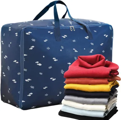 Produktbild von Faltbarer Aufbewahrungsbeutel mit Reißverschluss für Bettwäsche, platzsparend, für Kleidung/Decken/Kissen, Schlafzimmer/Reisen