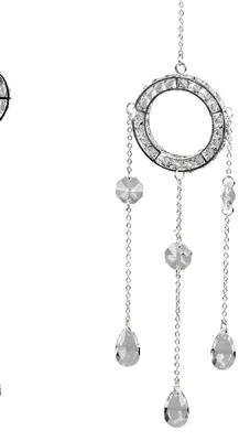 Produktbild von Deko Hänger Traumfänger Ring mit Kristallsteinen L. 36cm silber Formano