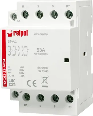 Zdjęcie produktu dla Stycznik instalacyjny 2NO + 2NC, 63 A, 24 VAC RXC63-22-A024