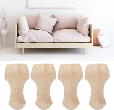 Productafbeelding van Houten Meubilair Benen - Ondersteuning voor Meubels - 4 Stuks - 12 * 6 cm - Decoratieve Voeten - Geschikt voor Salontafel en Sofa