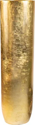 Produktbild von VIVANNO Pflanzkübel Fiberglas SOLERIO Rund, Blattgold Blattoptik hochglanz - 33x120 cm
