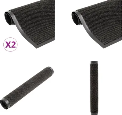 Produktbild von vidaXL Schmutzfangmatten 2 Stk. Rechteckig Getuftet 120x180cm Schwarz - Schmutzfangmatte - Schmutzfangmatten - Türmatte - Türmatten