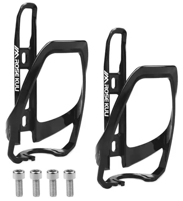 Obrázek produktu pro Sada dvou držáků na láhve pro kolo, černá barva. Invertovaný design, vhodné pro horská kola (MTB), závodní kola a skládací kola