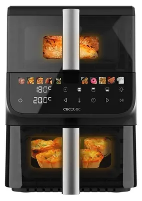 Produktbild von Cecotec Heißluftfritteuse ohne Öl - Air Fryer 10L Cecofry DuoLevel 10000 DuoSize Window. 2000W, Vertikales Design, 2 Behälter 3.5