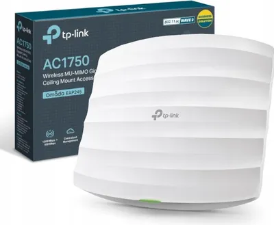 Produktbild von TP-Link Omada EAP245, 2,4 GHz, 5 GHz, 1750 Mbit/s, 64-bit WEP, 128-bit WEP, 152-bit WEP, WPA, WPA-PSK, WPA2, WPA2-PSK, 10,100,1000 Mbit/s