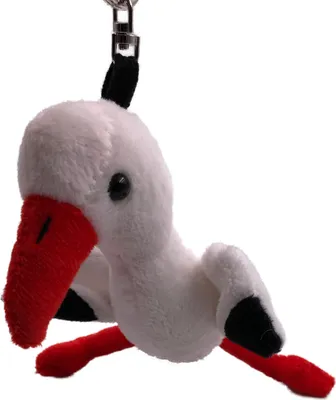 Image de Onwomania Peluche / Doudou / Tissu Animal Porte-clés Cigogne debout Oiseau grand 20 cm