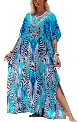 Productafbeelding van Dames Maxi Kaftan Strandjurk in Rood