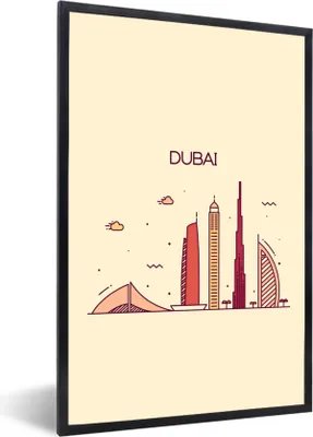 Produktbild von MuchoWow® Gerahmtes Poster Skyline - Asien - Dubai 20x30 cm - Poster mit Schwarzem Bilderrahmen Wandposter Rahmen Foto Bilder - Drucken - Bilder Poster im Rahmen