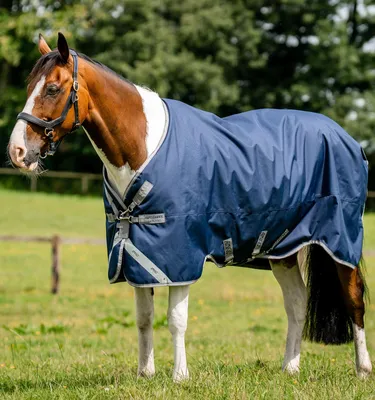 Produktbild von Horseware Ireland Weidedecke Amigo 0g 1200D Turnout Decke Navy/Titanium Grey & Silver 140 cm