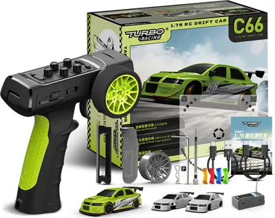 Obrázok produktu pre Turbo Racing C66 RTR 1/76 Mini Drift RC Auto 2.4G RWD Gyro Motor LED svetlo proporcionálne diaľkové ovládanie On-Road pretekárske auto hračka zelená