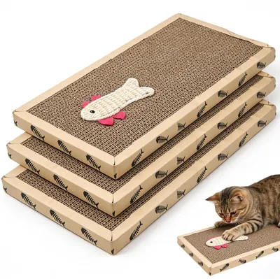Katzen-Kratzpappe, 3 Stück, 43x21x2 cm, Wellpappe, doppelseitig