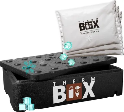 Produktbild von THERM BOX Profi Styroporbox GNL mit 3x Kühlakku für Kühlbox 21,5L Innen: 54,3x34,5x11,5cm Transportbox Wiederverwendbar