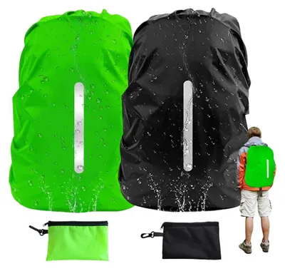 Produktbild von Rucksackhülle 20-30 l, 2 Stücke, für Schule, reflektierend, wasserdicht, schwarz