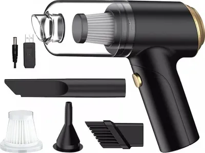 Image de Aspirateur à main pour voiture Aspirateur de voiture sans fil Mini Aspirateur à main portable Avec fonction humide/sec Brosse de nettoyage Rechargeable Filtre lavable