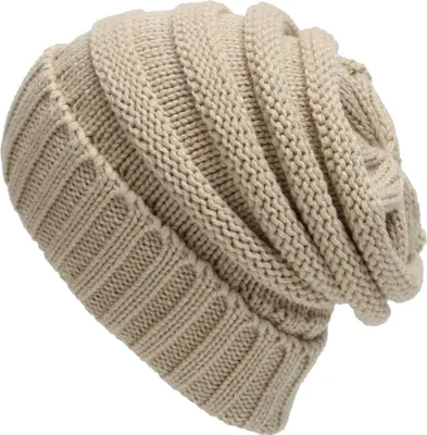 Produktbild von ASKSA Strickmütze Damen Slouch Beanie Mütze Street Style Grobstrick Wintermützen Klassische Weiche Beanie, Beige