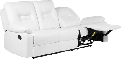 Produktbild von BELIANI Sofa Weiß Kunstleder 3-Sitzer Relaxfunktion Retro Wohnzimmer