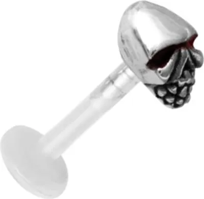 Produktbild von Labret Bioplast Lippen Tragus Piercing Totenkopf Aufsatz 5mm Edelstahl 316L - FLABX04 - 8.0 Millimeter