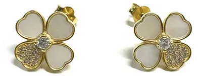 Immagine prodotto di Orecchini da donna Bibei con quadrifoglio in argento sterling 925 con placcatura in oro giallo, modello BIPE083