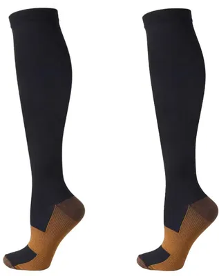 Produktbild von CHPN – Kompressionsstrümpfe – Kompressionsstrümpfe – Stützstrümpfe – Kompressionsstrümpfe – Sportsocken – S/M – Kompression – Schwarz/Braun – Stützstrümpfe – Reisesocken – 2 Paar – CHPN