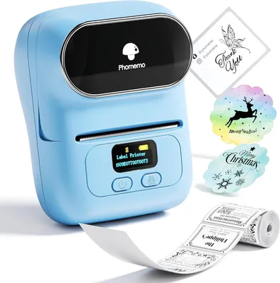 Produktbild von Phomemo M110 Thermo-Etikettendrucker Mini Bluetooth für Kleidung Supermarkt, kompatibel mit Android & iOS, Blau