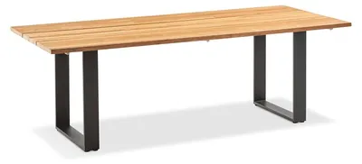 Produktbild von Gartentisch Noha 220x95 Tischplatte Teakholz Profilkufe Aluminium Anthrazit