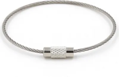 Zdjęcie produktu dla 30 breloków do kluczy wykonanych z linki stalowej o grubości 1,53 mm i długości 15,5 cm (Ø 50 mm), wielofunkcyjna przywieszka do bagażu z zamkiem obrotowym, przykręcany brelok do kluczy