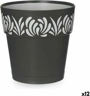 Produktbild von Selbstbewässernder Blumentopf Stefanplast Gaia Anthrazit Kunststoff 15 x 15 x 15 cm (12 Stück)