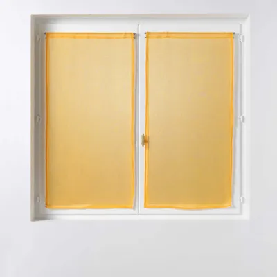 Gardinenpaar, 2 x 60 x 90 cm, sandgestrahlt, gelb, Voile