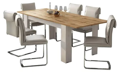 Produktbild von Dmora Ausziehtisch Campora 220x90x75h cm Weiß, mit ausziehbarem Mittelmechanismus