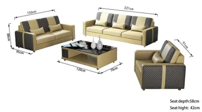 Produktbild von Komplette Sofa Sofagarnitur Luxus Couchgarnitur Grau Kunstleder 321