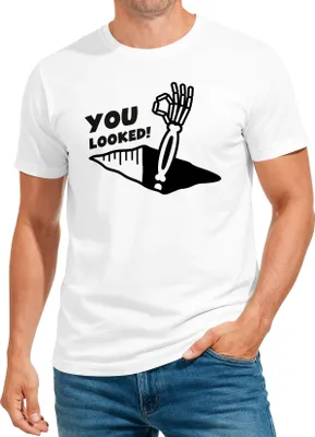 Produktbild von Herren T-Shirt You looked Bongoloch reingeschaut Skelett Fun-Shirt Spruch lustig Moonworks®